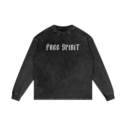 Freespiritsociety Acid Washed Long Sleeve Black 100% Cotton Heavy weight material 320gsm