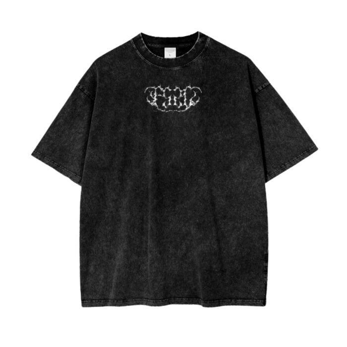 "Beyond The Grave" Acid Washed Oversized Tee | Black