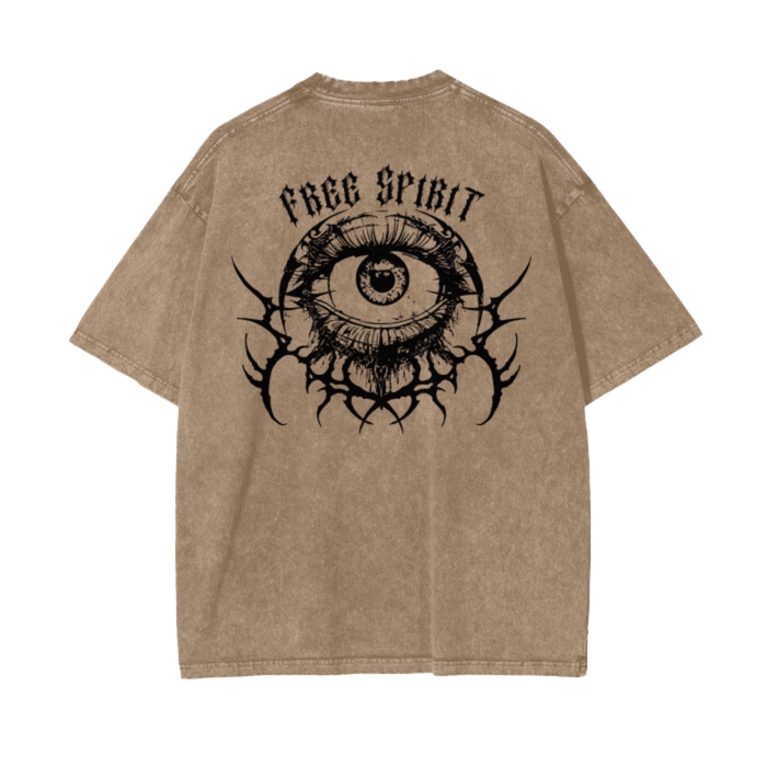 "Free Spirit Society" Distressed T-Shirt | Light Brown