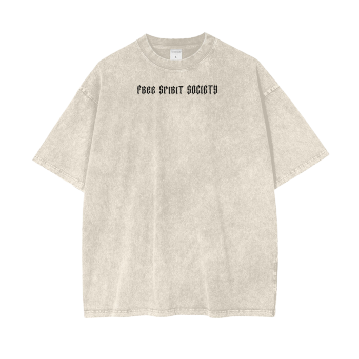 Freespiritsociety Acid Washed Tee Shirt White 100% Cotton Heavy weight material 320gsm