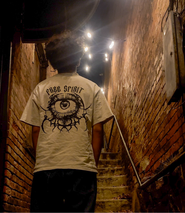 "Free Spirit Society" Distressed T-Shirt | White